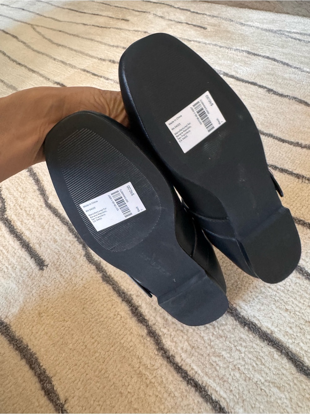 New - Banana Republic Factory Black so leather Flats with Gold Buckle - Picture 4 of 5
